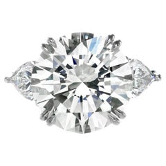 Anillo de platino con diamante redondo de 4 quilates certificado por el GIA