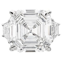 GIA Certified 4 Carat Square Emerald Cut Diamond Platinum Ring