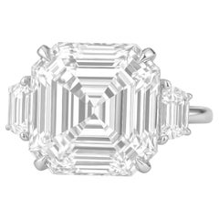 GIA Certified 4 Carat Square Emerald Cut Diamond Ring