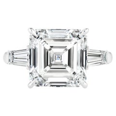 GIA Certified 4 Carat Square Emerald Cut Diamond Solitiare Ring 