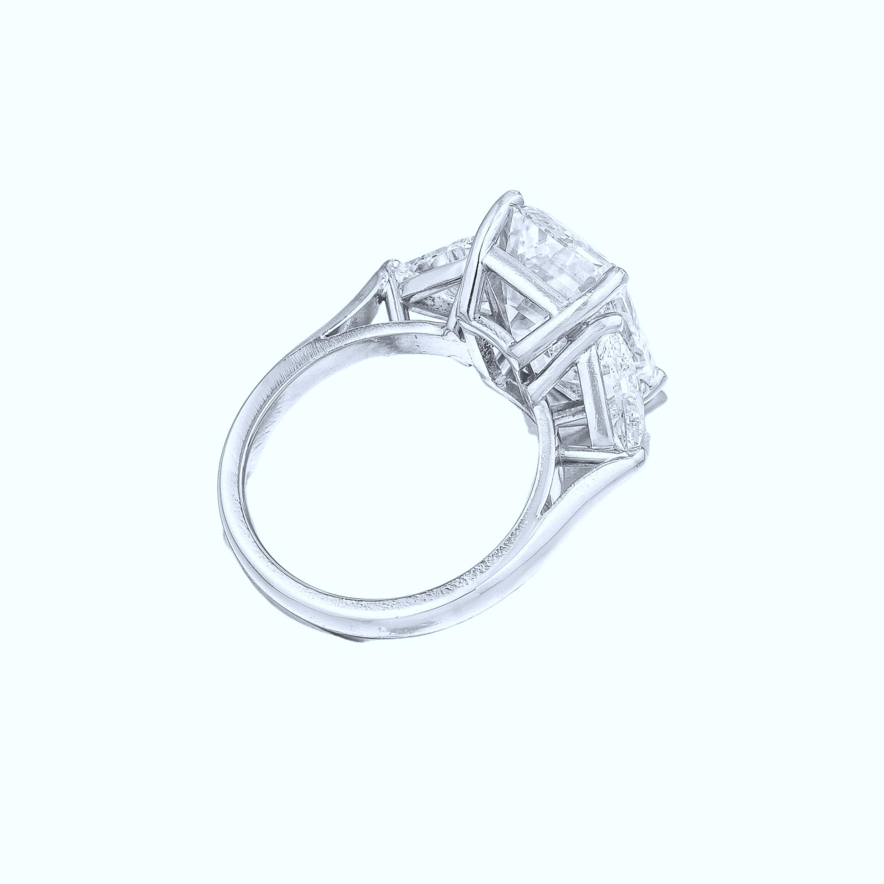 Contemporary GIA Certified 4 Carat Square Emerald Diamond Engagement Ring For Sale