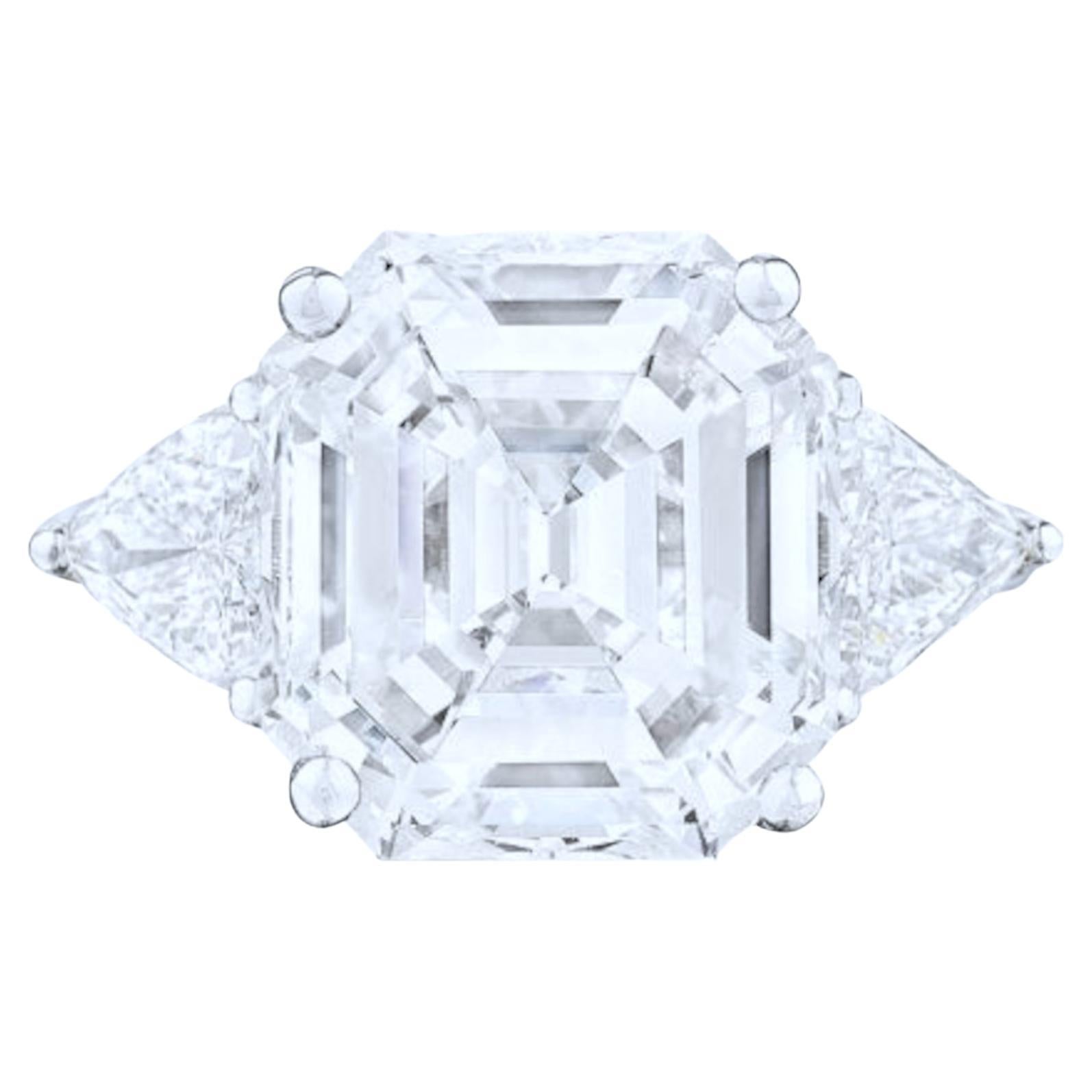 GIA Certified 4 Carat Square Emerald Diamond Engagement Ring
