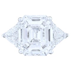 Bague de fiançailles avec diamant émeraude carrée de 4 carats certifiée GIA