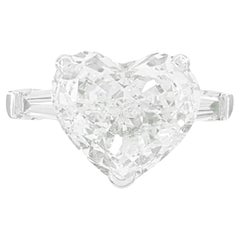 Bague de fiançailles à trois pierres en platine avec diamant certifié GIA de 4 carats