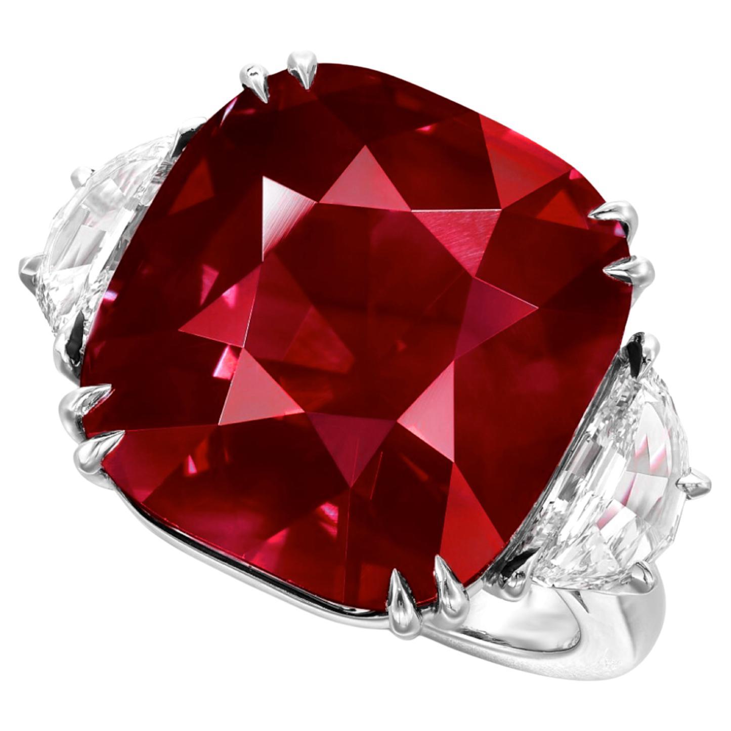 GIA Certified 4 Carat UNHEATED UNTREATED Ruby Diamond Ring en venta