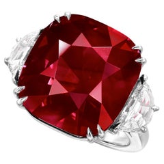 Anillo de diamantes rubí de 4 quilates sin calentar certificado por GIA