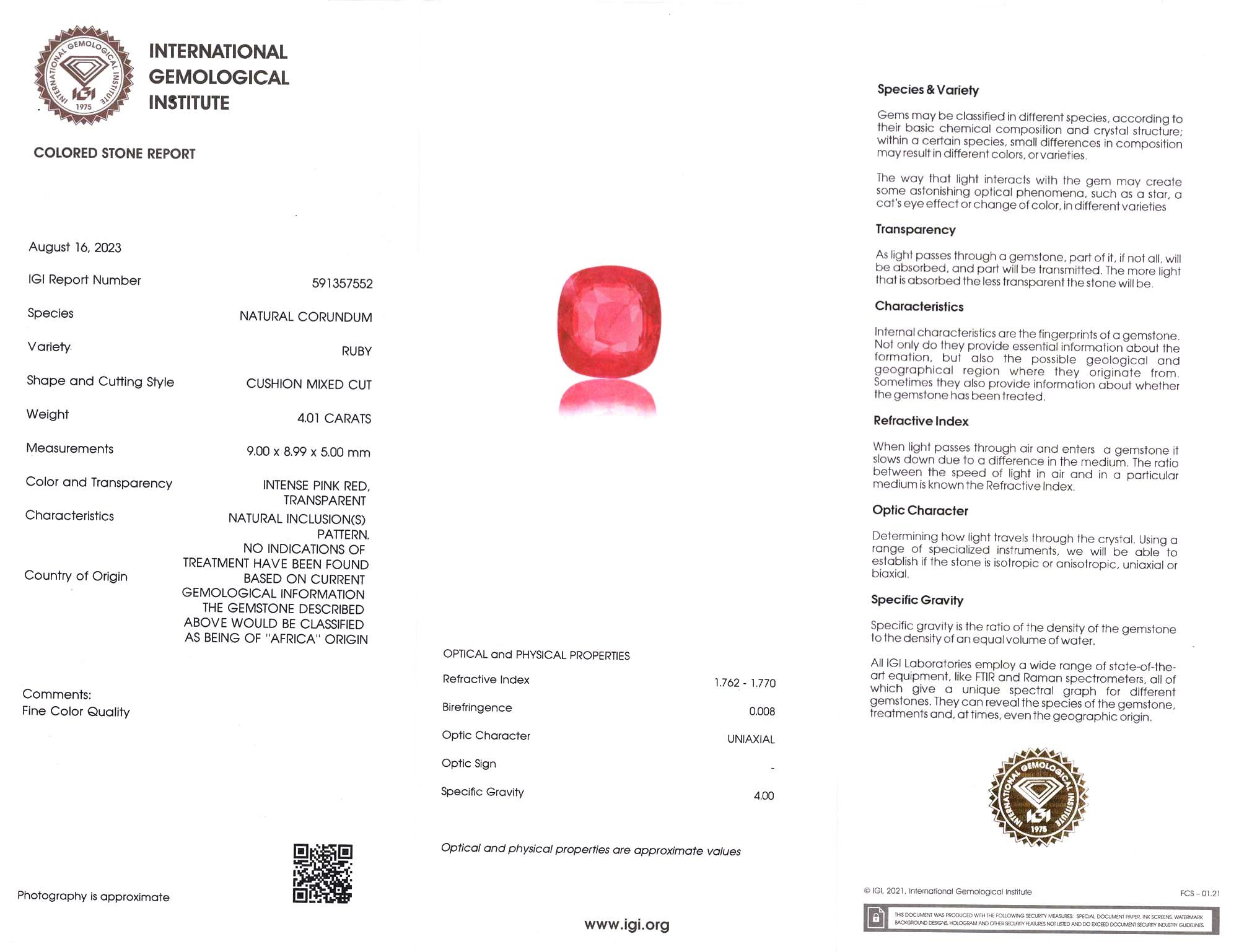 GIA Certified 4 Karat Vivid Red Ruby No Heat Diamond Cocktail Ring im Zustand „Neu“ im Angebot in Rome, IT