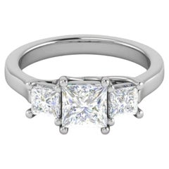 GIA zertifiziert 4 Karat F VS1 Prinzessin Diamanten Drei-Stein-Ring 18K Weißgold