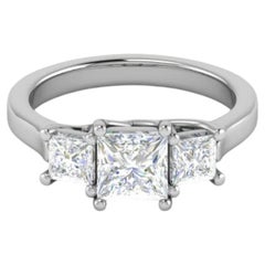 GIA Certified 4 Carats F VS1 Princess Diamonds Three-Stone Ring 18K White Gold