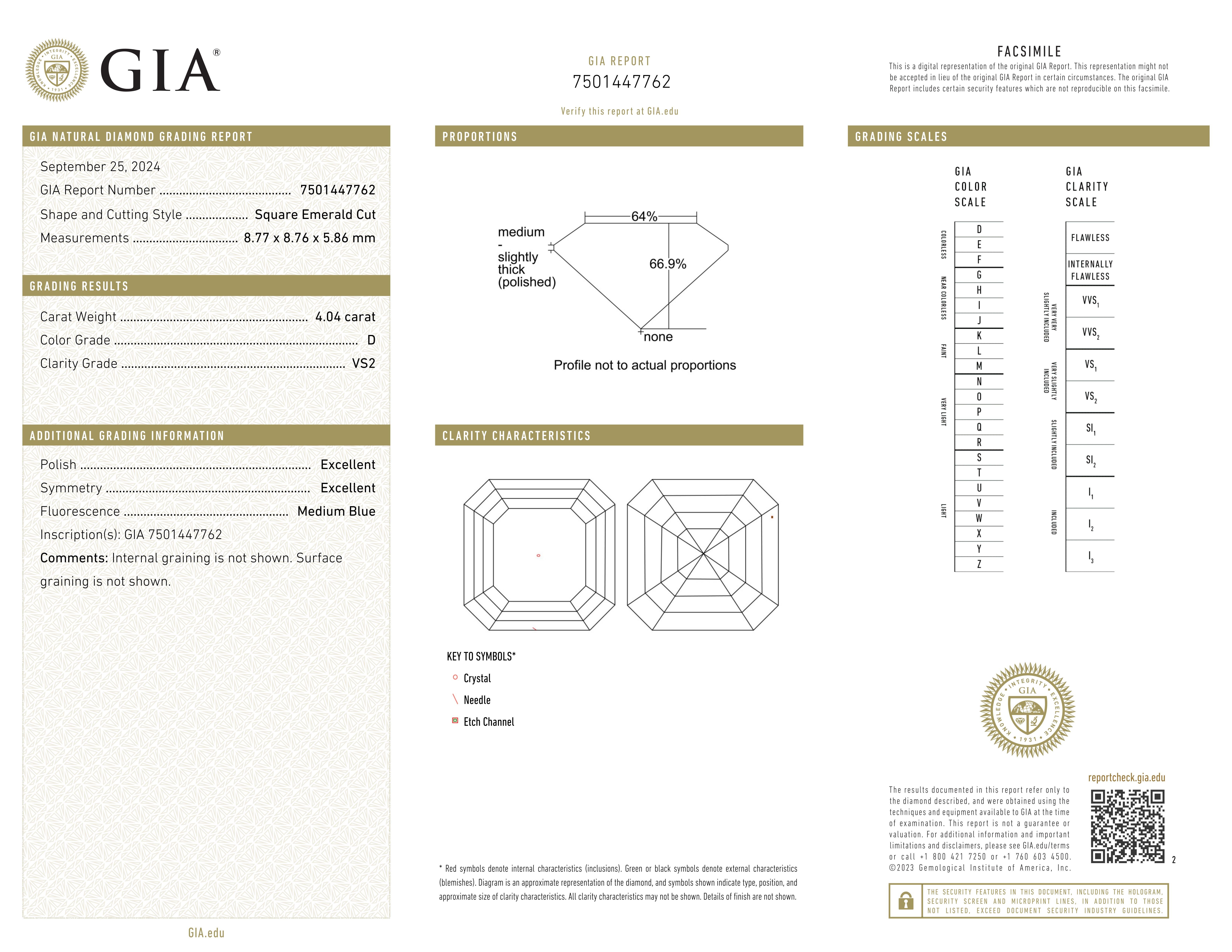 Asscher Cut GIA Certified 4 Ct. Asscher Diamond Platinum Engagement Ring For Sale