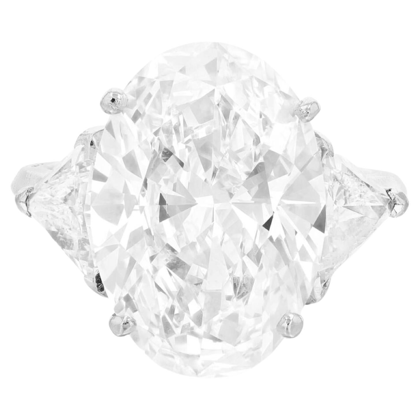 GIA Certified 4 Ct. Carat Oval Diamond Trillion Side Ring