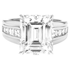 GIA Certified 4 Ct. Emerald Cut Diamond Platinum Ring