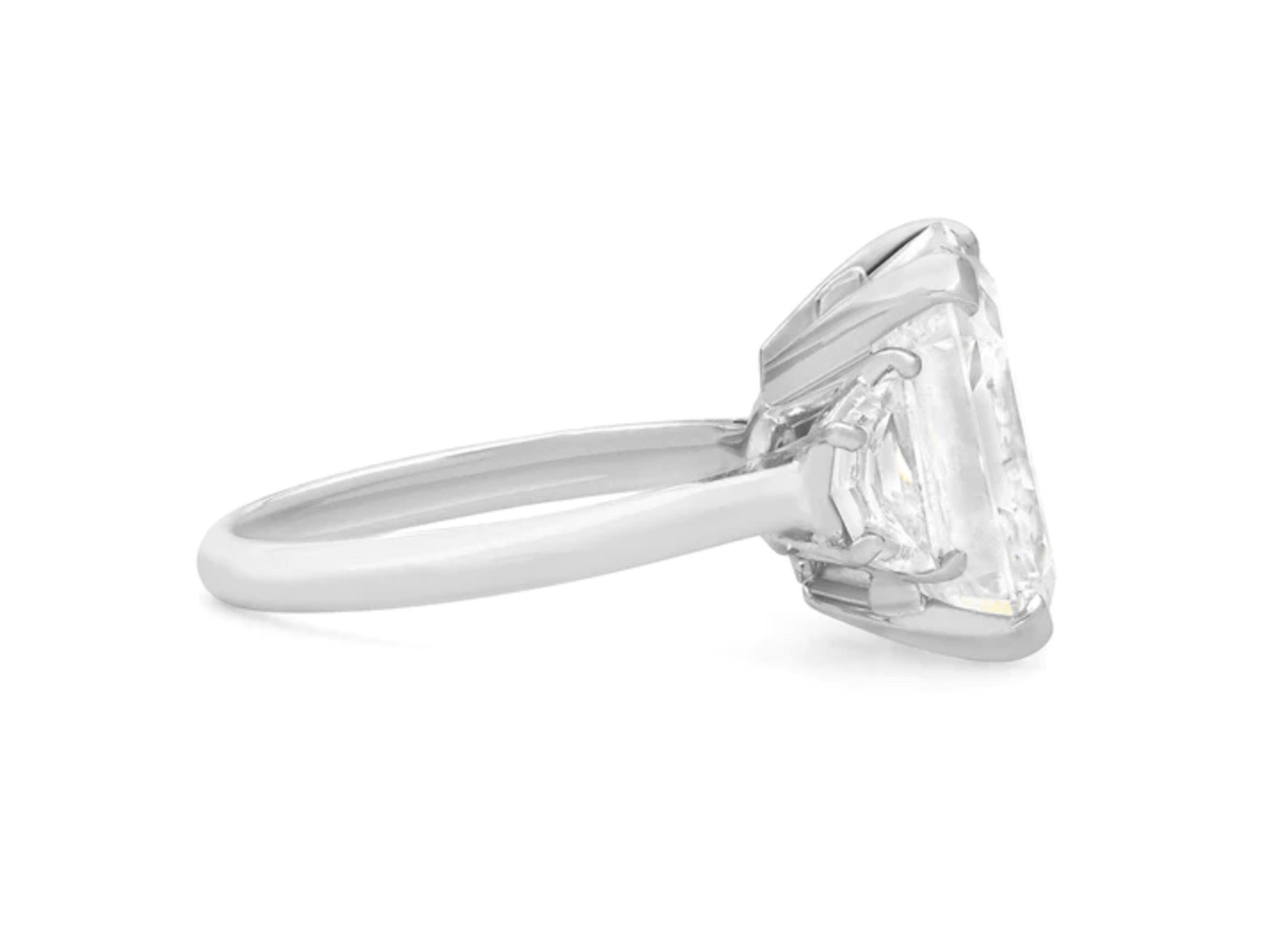 Contemporary GIA Certified 4 Ct. Emerald Diamond Platinum Engagement Ring For Sale
