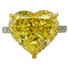 Certifié GIA, 4 ct. Bague de fiançailles avec un diamant jaune et vert  Bague