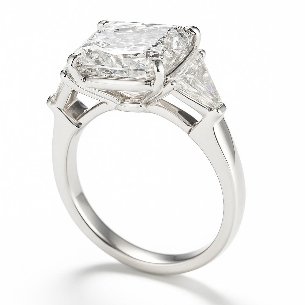 Certificado GIA 4 Ct. Anillo de platino con diamante talla radiante Contemporáneo en venta