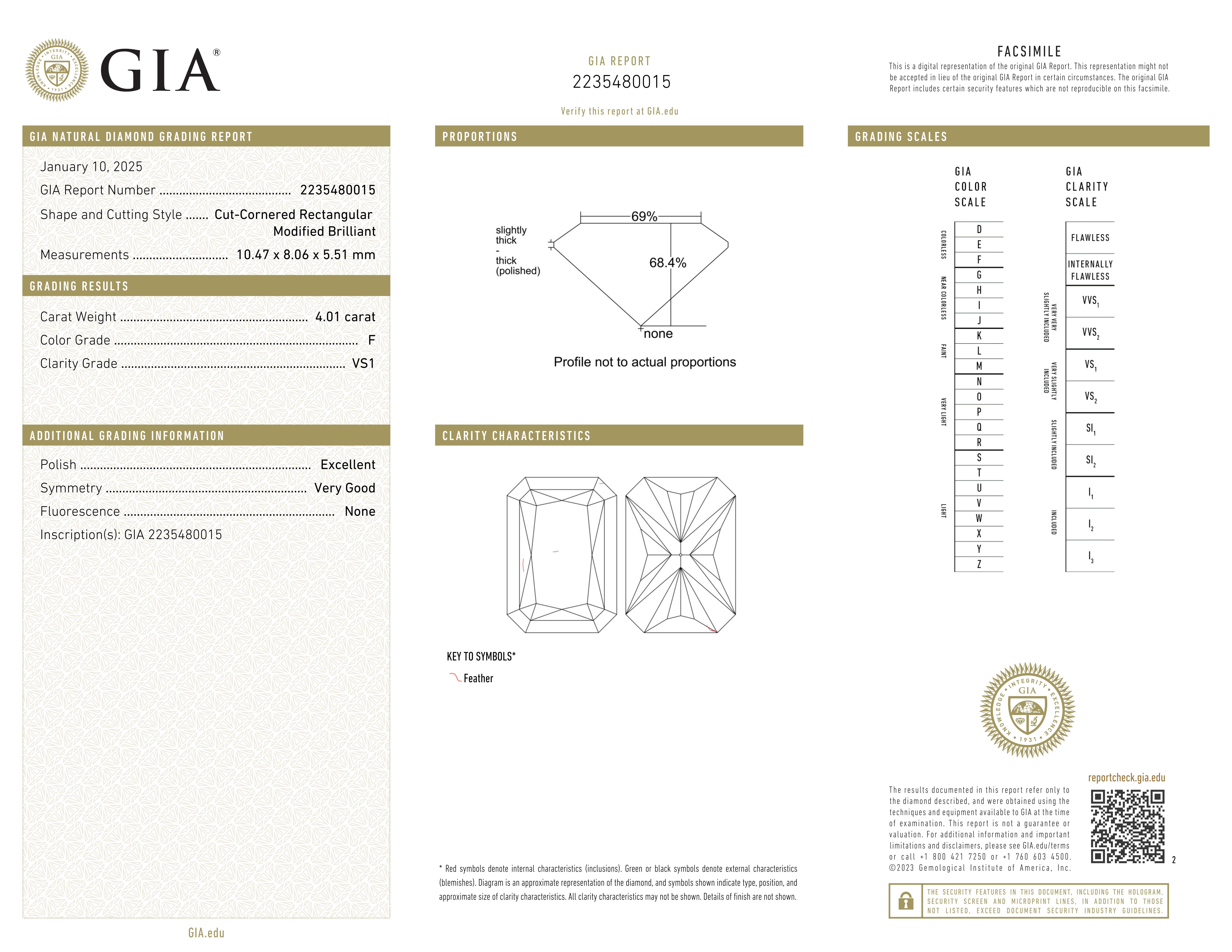 Taille radiant GIA Certified 4 Ct. Radiant Cut Diamond Platinum Ring en vente