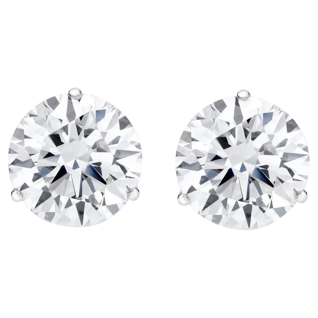 GIA Certified 4 Ct Round Brilliant Cut Diamond Studs I FLAWLESS For Sale