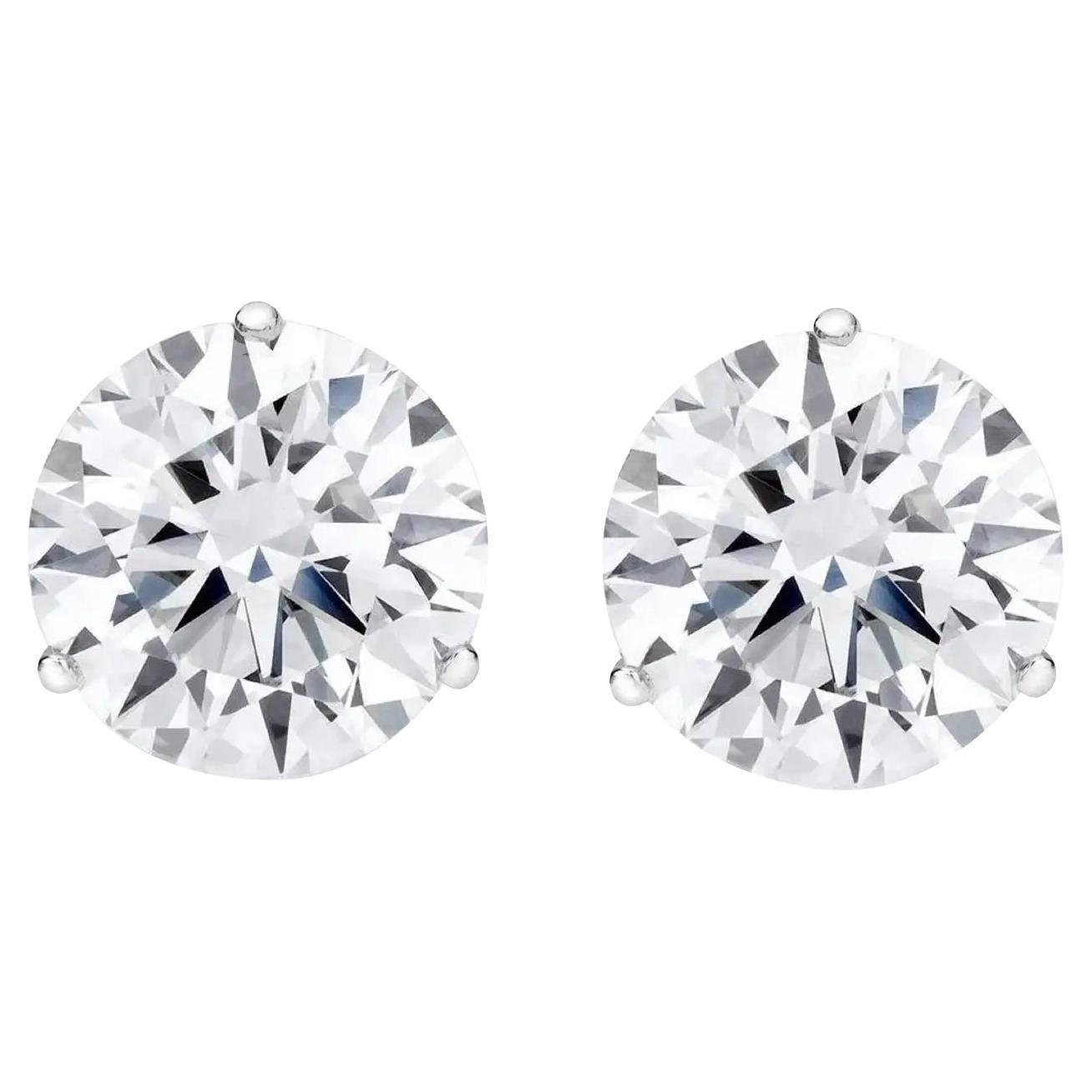 GIA Certified 4 Ct Round Brilliant Cut Diamond Studs INTERNALLY FLAWLESS For Sale