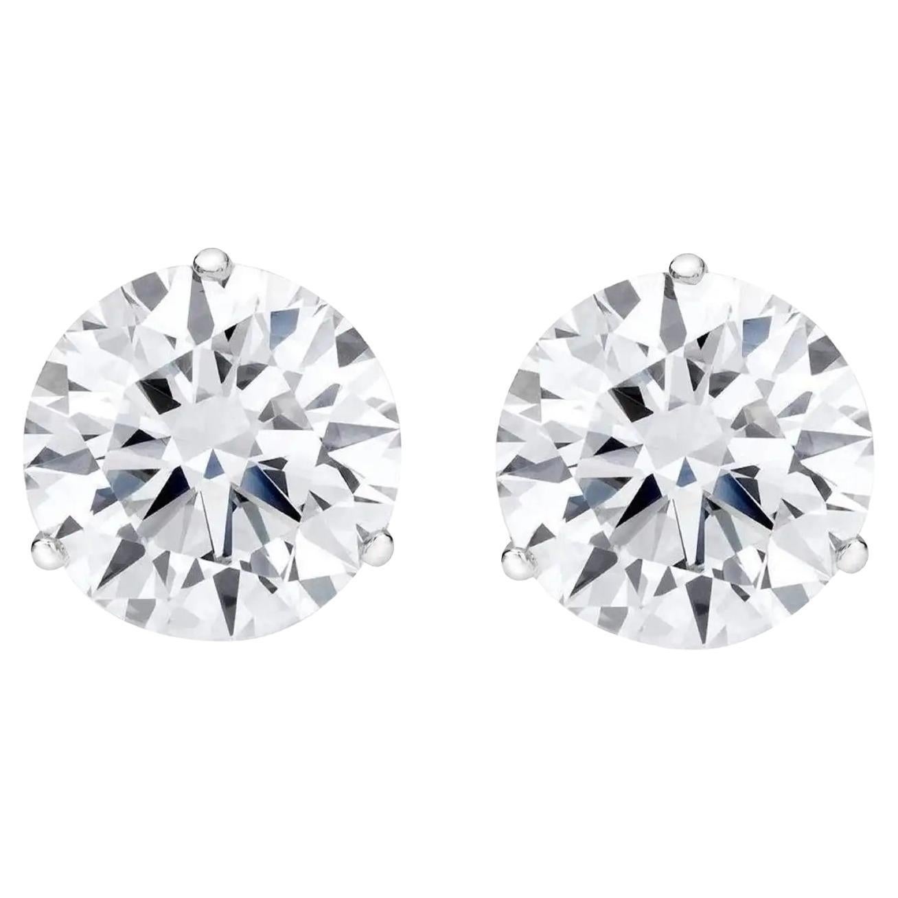 GIA Certified 4 Ct Round Brilliant Cut Diamond Studs I FLAWLESS