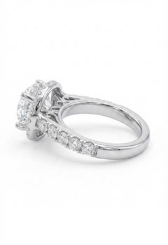 GIA Certified 4.01 carat Round Cut Diamond Halo Ring, F Color VVS2 Clarity