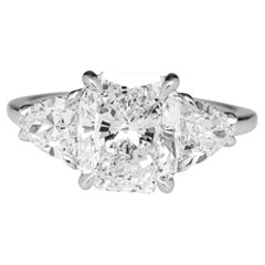 GIA Certified 4 Cushion Cut Diamond Platinum Ring