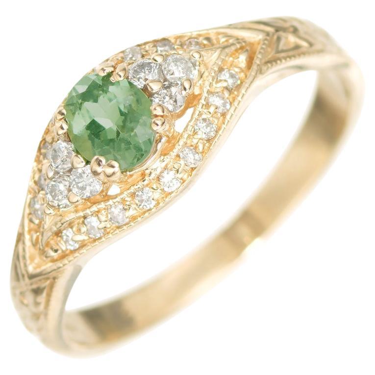 GIA Certified .40 Carat Chrysoberyl Diamond Yellow Gold Engagement Ring