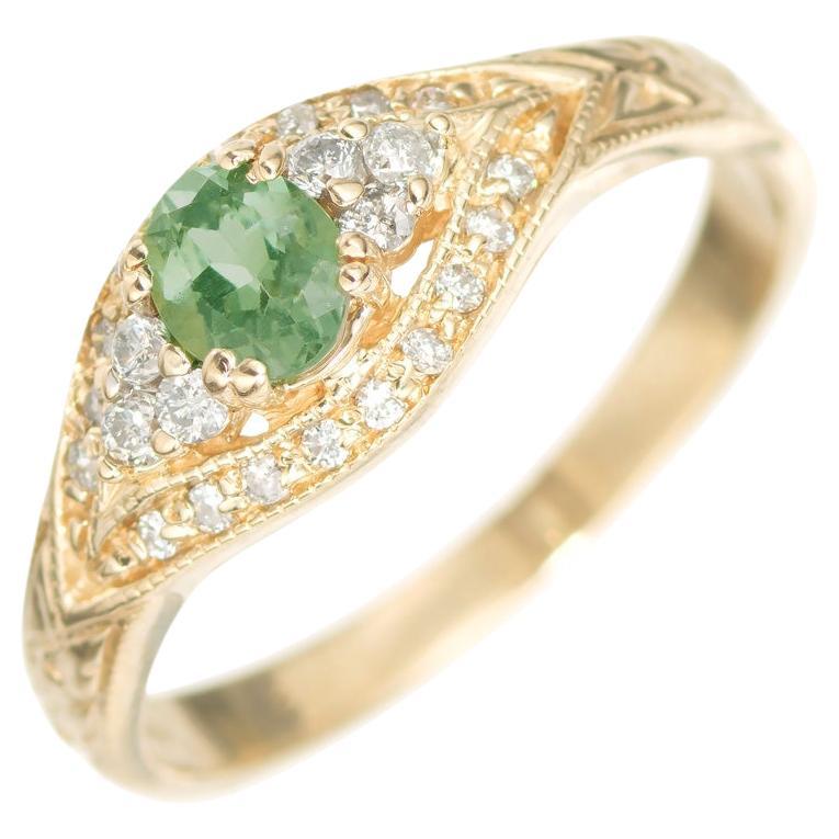 GIA Certified .40 Carat Chrysoberyl Diamond Yellow Gold Engagement Ring  For Sale