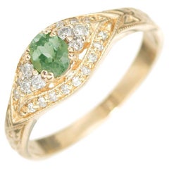 GIA Certified .40 Carat Chrysoberyl Diamond Yellow Gold Engagement Ring 