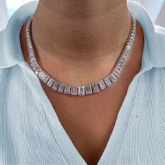 GIA Certified 40 Carat Emerald Cut Diamond Riviera Necklace
