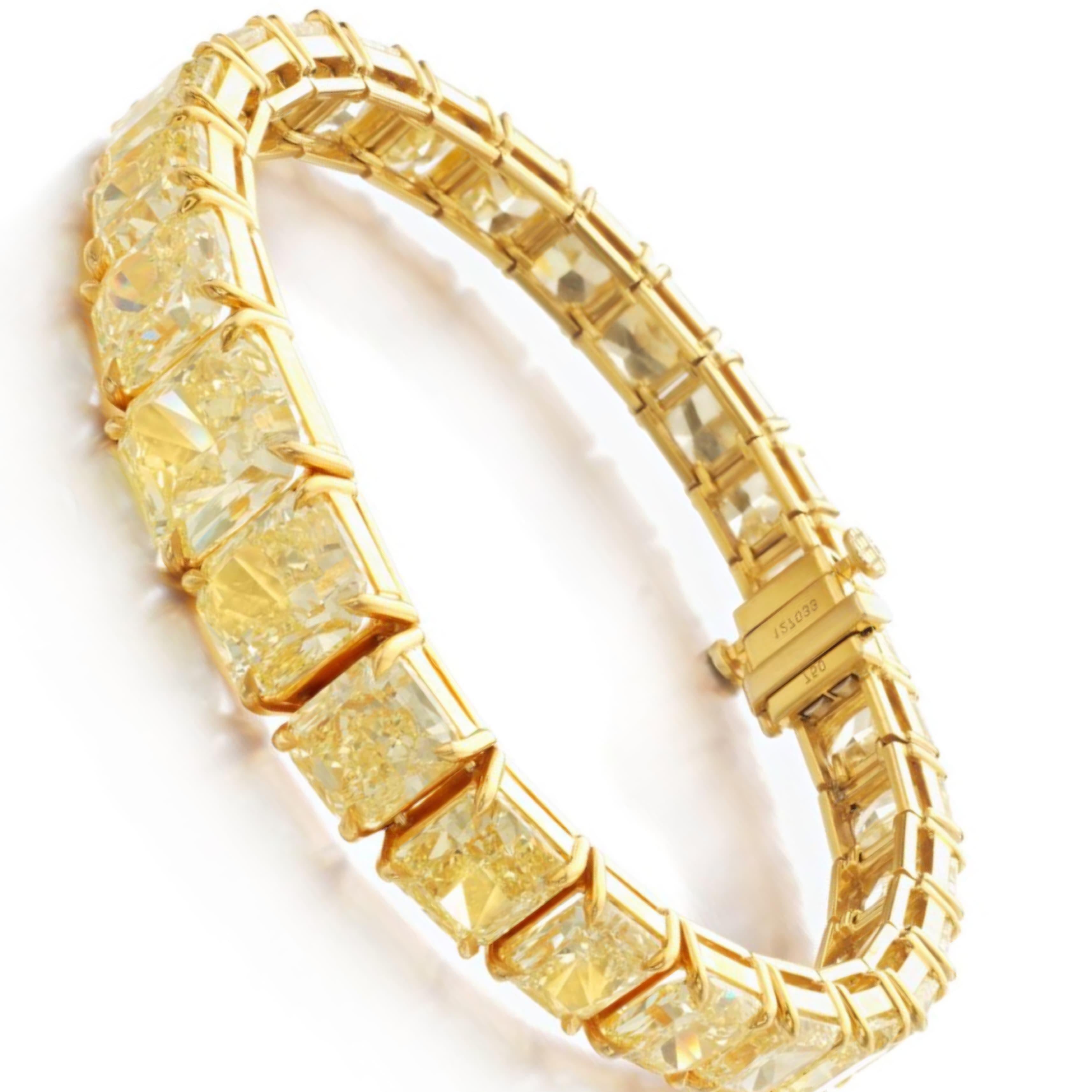 da uomo o donna Bracciale da tennis con diamanti gialli fantasia da 40 carati certificati GIA