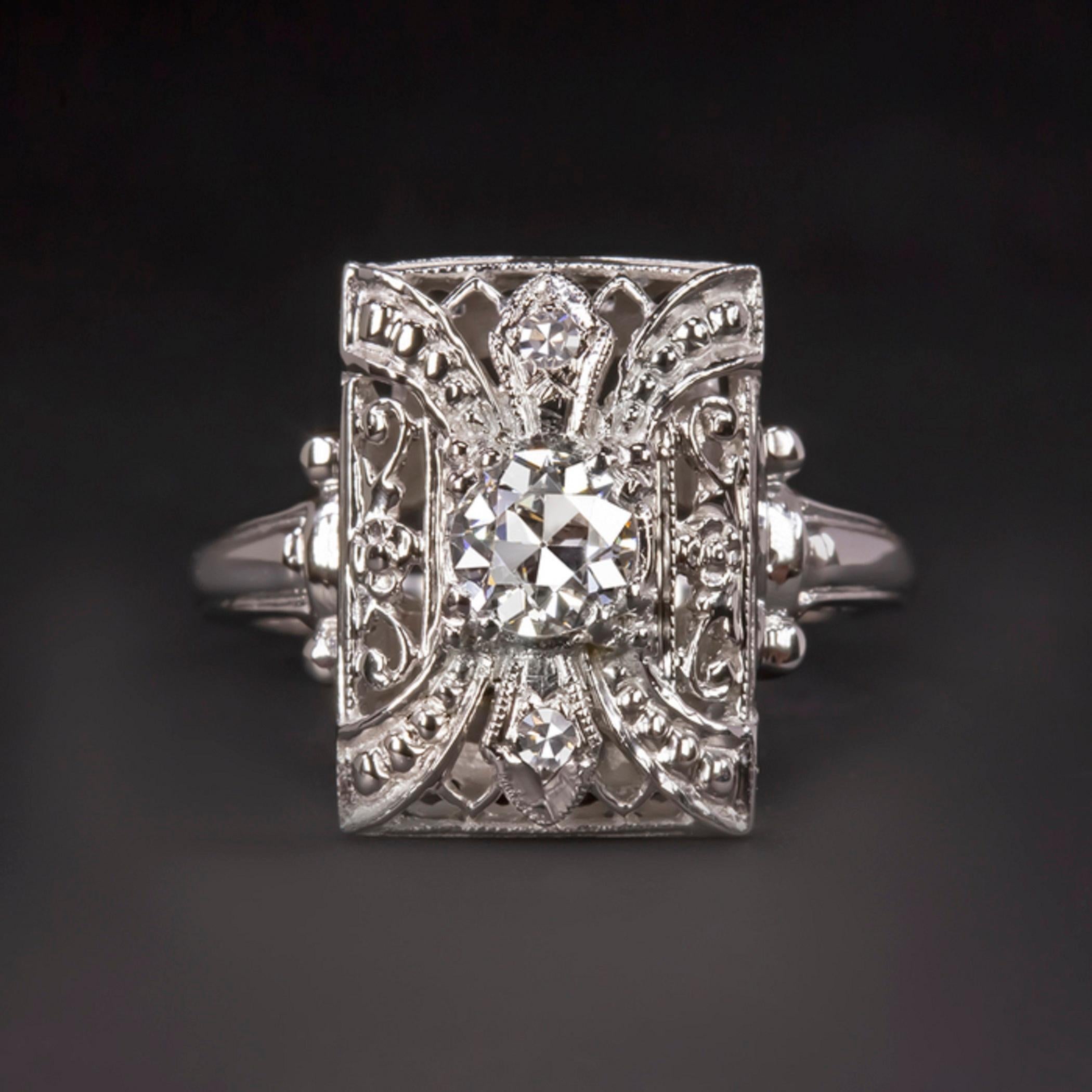 Art Deco GIA Certified Old European Cut Diamond Cocktail Ring