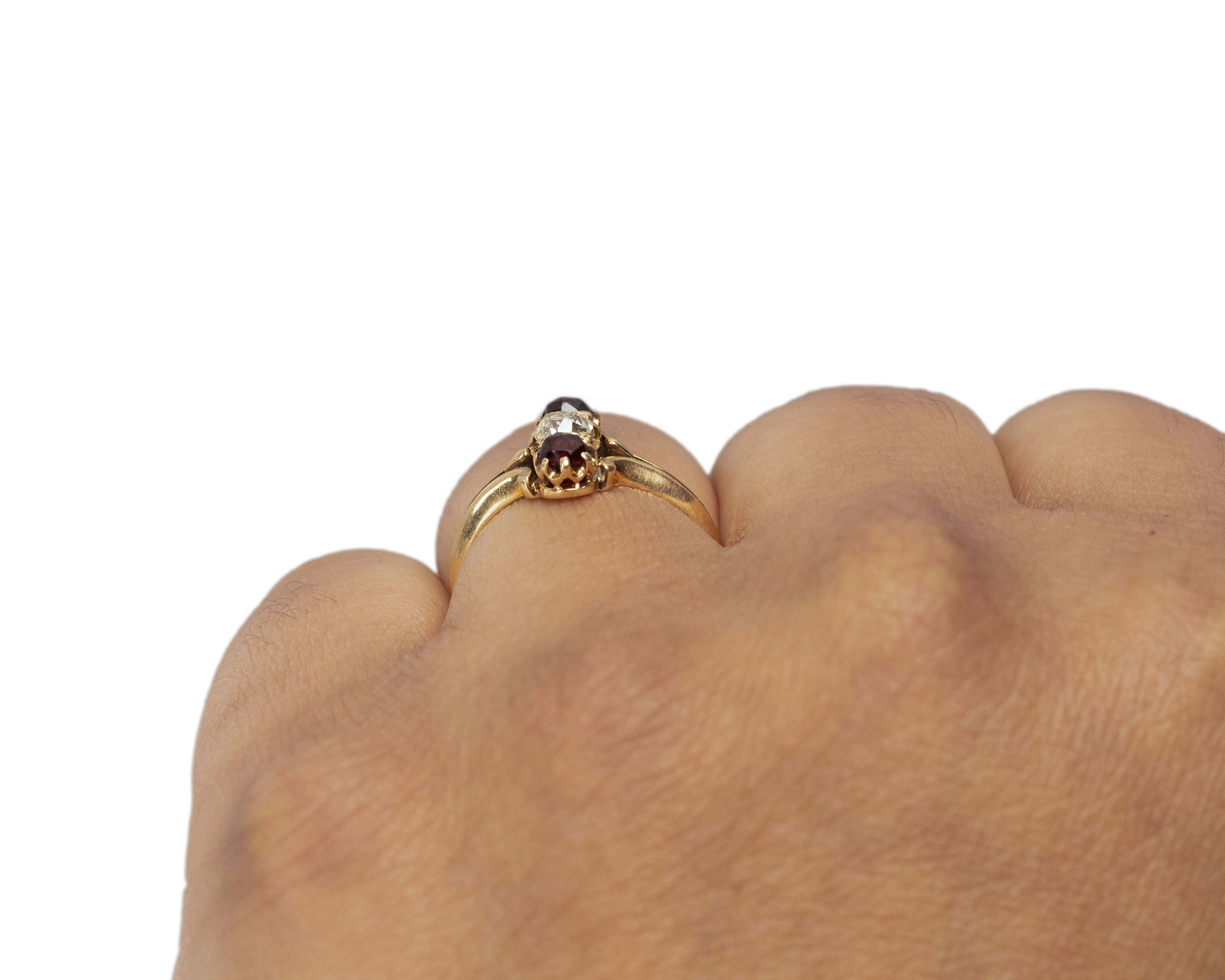 GIA Certified .40 Carat Victorian Diamond 14 Karat Yellow Gold Engagement Ring In Good Condition For Sale In Atlanta, GA