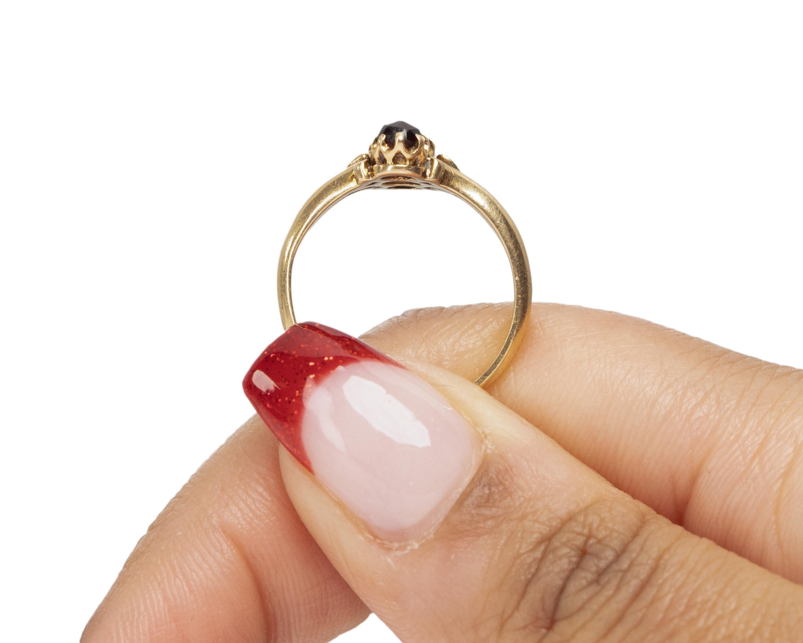 GIA Certified .40 Carat Victorian Diamond 14 Karat Yellow Gold Engagement Ring For Sale 1