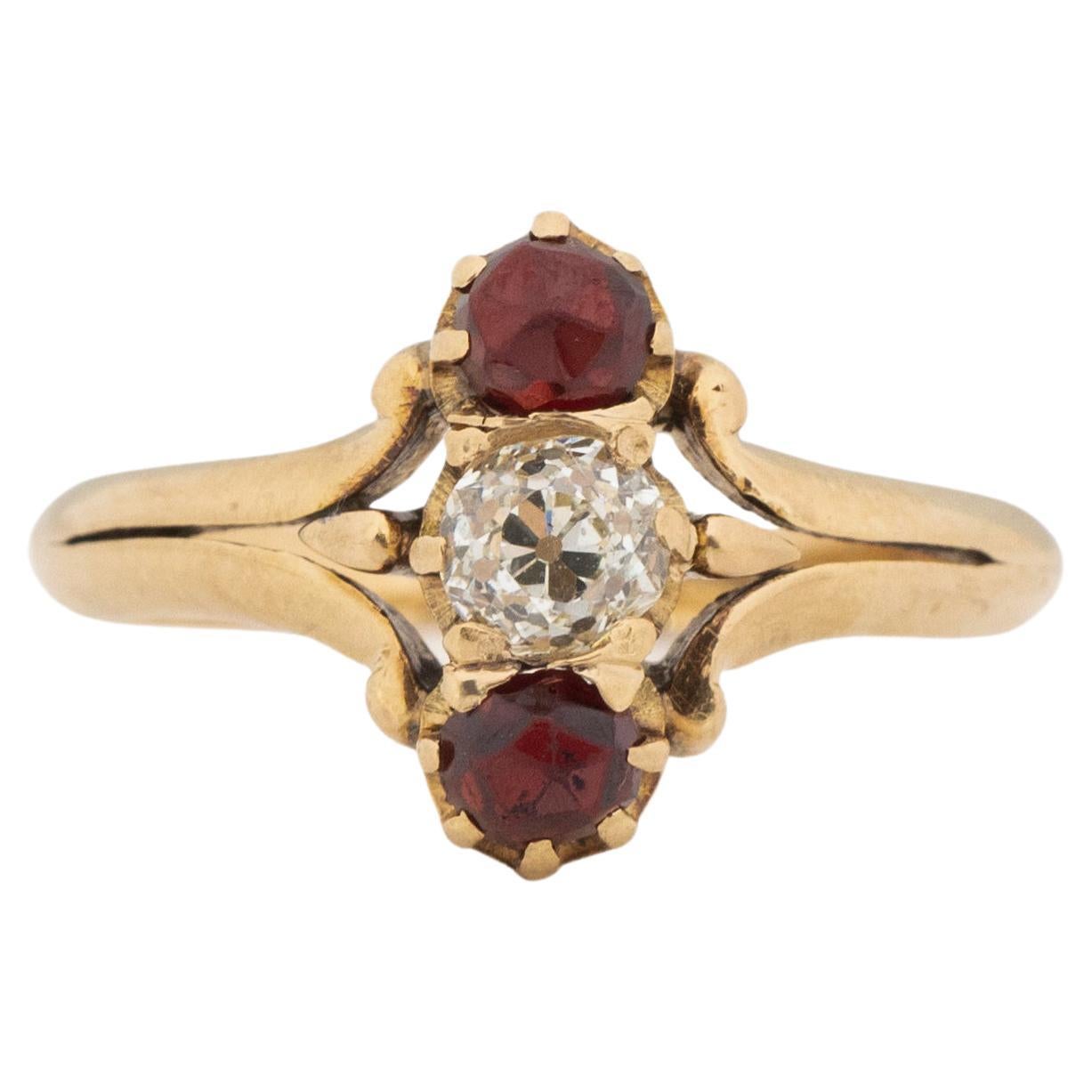 GIA Certified .40 Carat Victorian Diamond 14 Karat Yellow Gold Engagement Ring For Sale