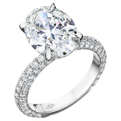 Bague de fiançailles « Catherine » avec diamant ovale certifié GIA de 4,00 carats D SI1