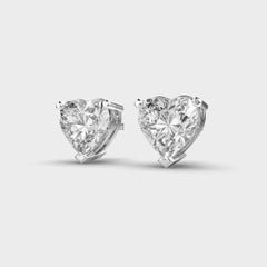 GIA Certified 4.00 Carat D VS1 Heart Shape Diamond Stud Earrings in 18K Gold