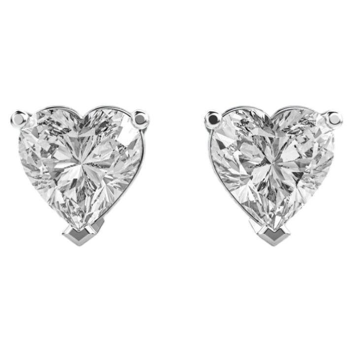 GIA Certified 4.00 Carat D VS1 Heart Shape Diamond Stud Earrings in 18K Gold