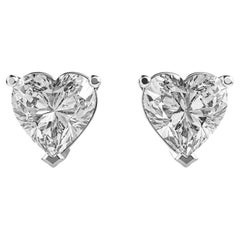 GIA Certified 4.00 Carat D VS1 Heart Shape Diamond Stud Earrings in 18K Gold