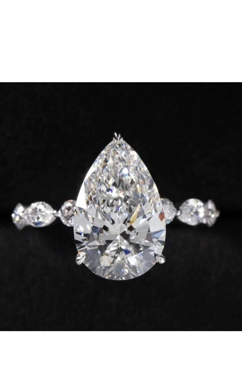 GIA zertifiziert 4,00 Karat D/VS2 Birne Form Diamant 18k Gold Solitär Ring im Angebot 1