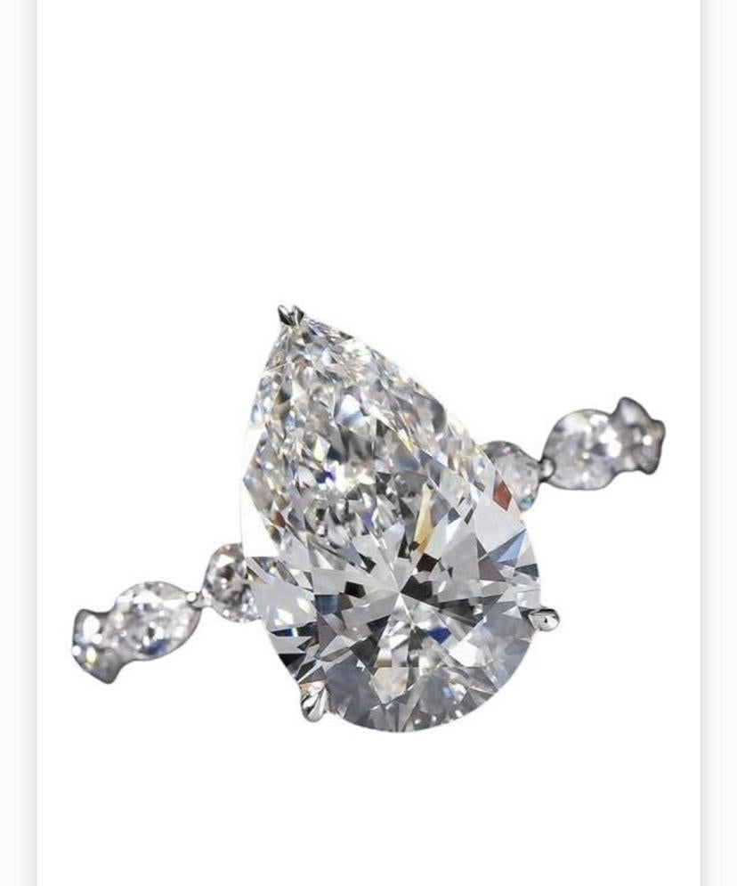 GIA zertifiziert 4,00 Karat D/VS2 Birne Form Diamant 18k Gold Solitär Ring im Angebot 4