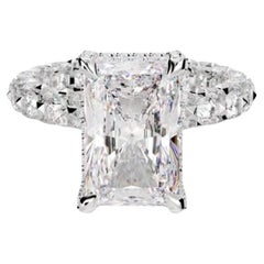 Anillo solitario de oro de 18 quilates con certificado GIA de 4,00 quilates de diamantes en forma radiante D/VS2