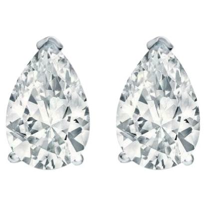 GIA Certified 4.00 Carat D VVS1 Pear Shape Diamond Stud Earrings 18K White Gold For Sale
