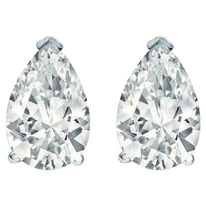 GIA Certified 4.00 Carat D VVS1 Pear Shape Diamond Stud Earrings 18K White Gold