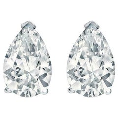 GIA Certified 4.00 Carat D VVS1 Pear Shape Diamond Stud Earrings 18K White Gold