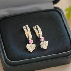 GIA Certified 4.00 Carat E VS1 Heart Shape Diamonds Dangle Earrings in 18K Gold