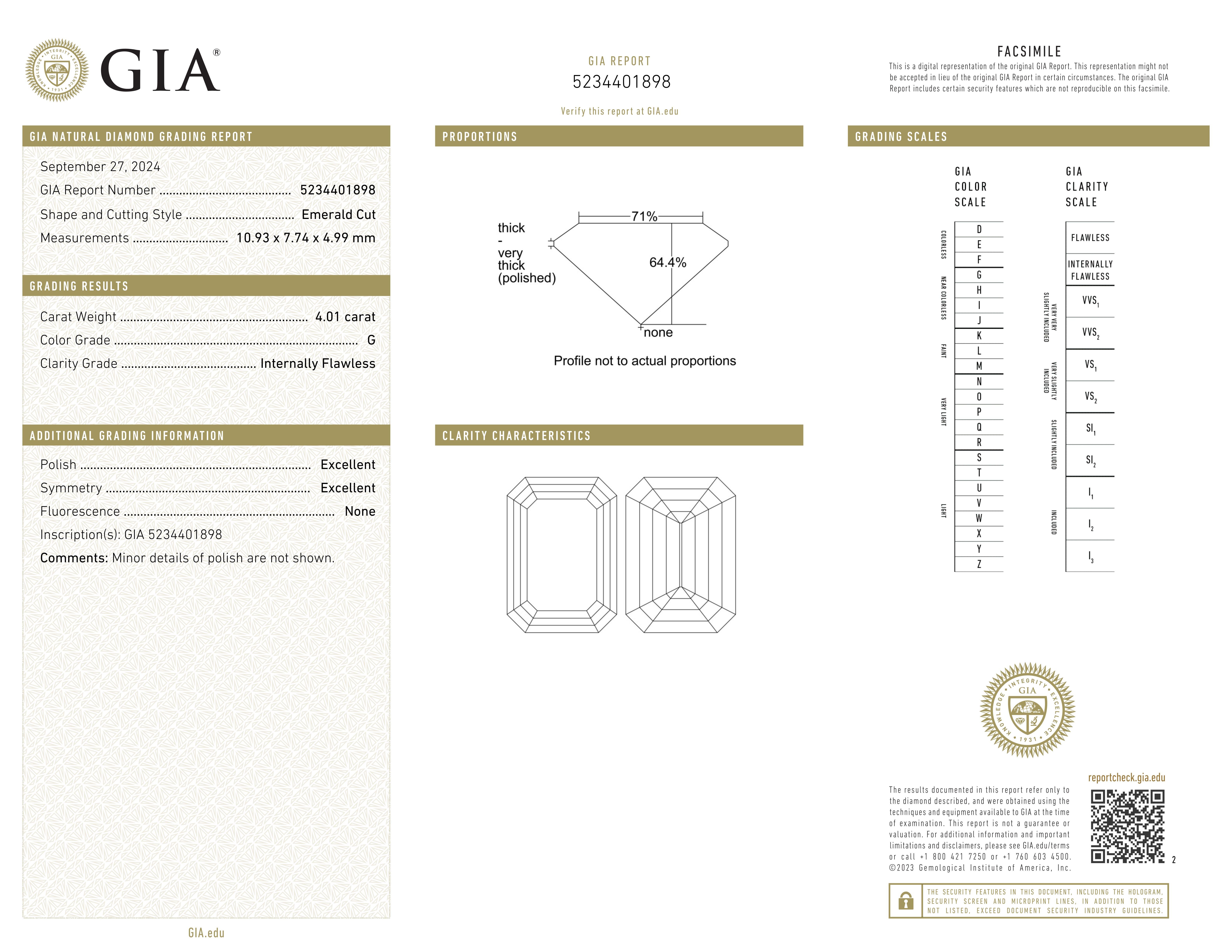 Taille émeraude Bague en diamant certifié GIA de 4,00 carats, taille émeraude, pureté irréprochable, platine en vente