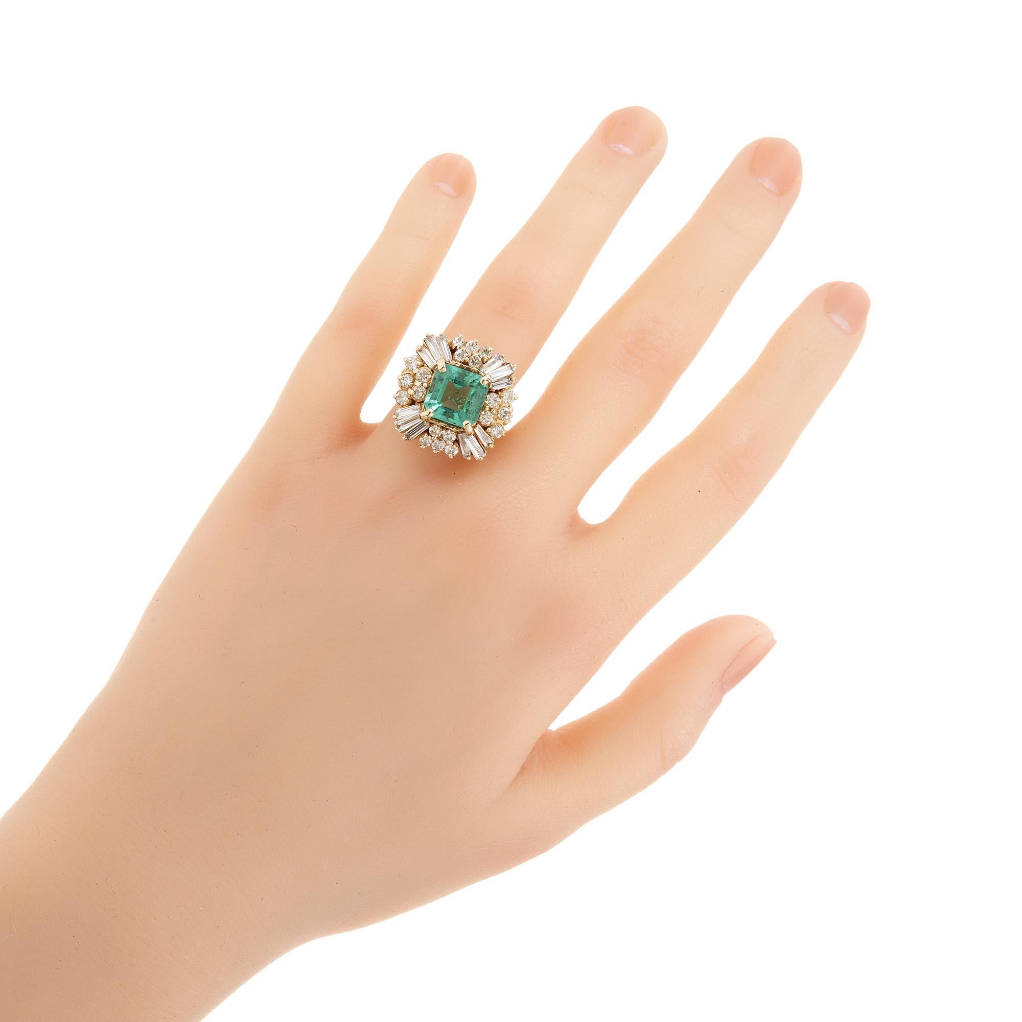 4,00 Karat Smaragd-Diamant-Cocktailring mit Prinzessin in Gold im Angebot 1
