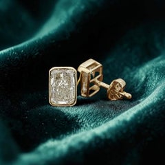 GIA-zertifizierte 4,00 Karat F/VS1 Diamanten im Strahlenschliff Lünetten-Ohrstecker 18K Gold