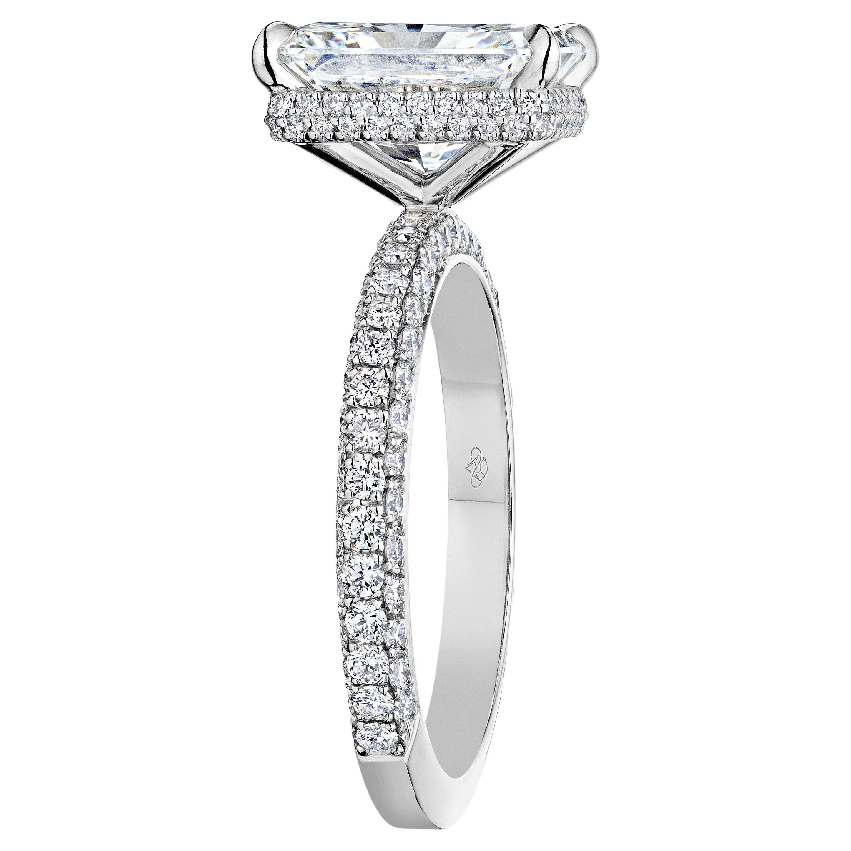 GIA Certified 4.00 Carat F VS2 Radiant Diamond Engagement Ring "Riley" For Sale
