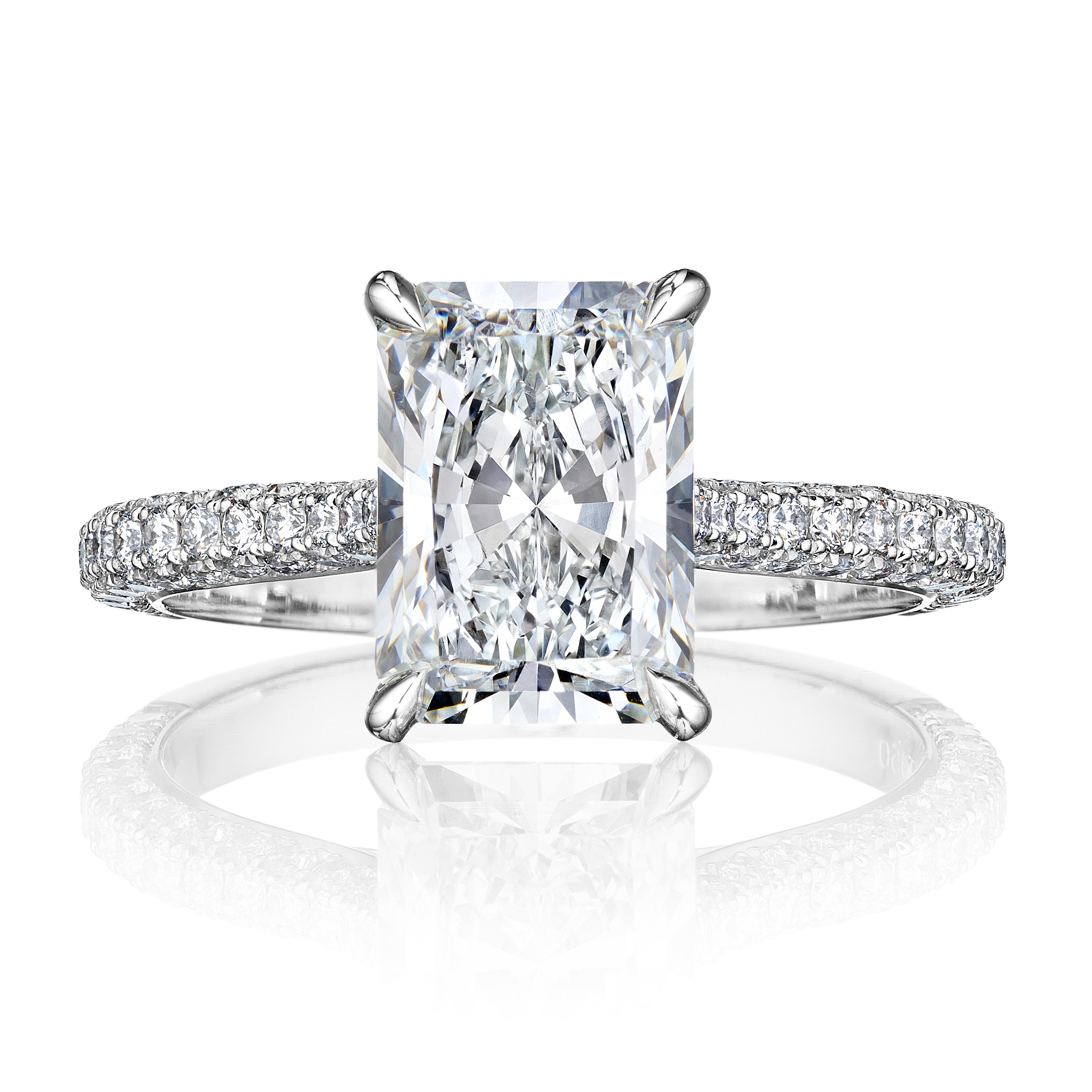 Modern GIA Certified 4.00 Carat F VS2 Radiant Diamond Engagement Ring 